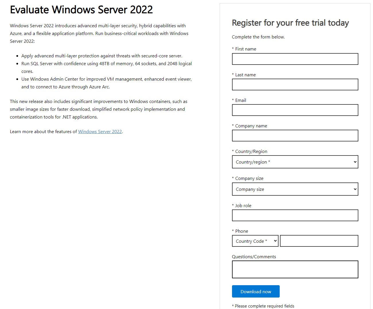 register download windows server 2022